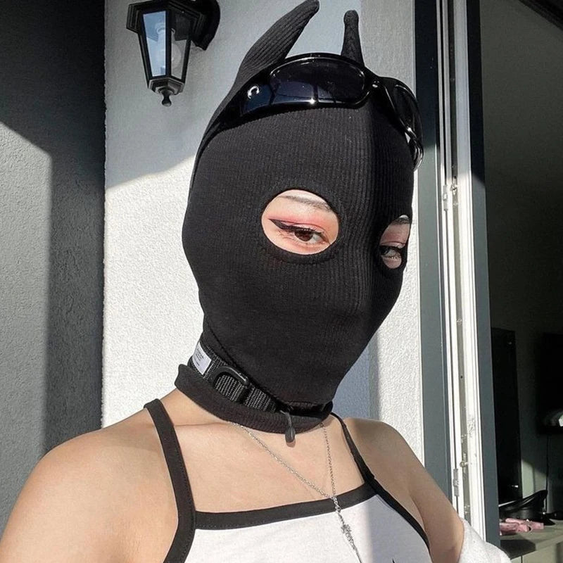 TEEK - Black Horned Masked Hat COSTUME theteekdotcom