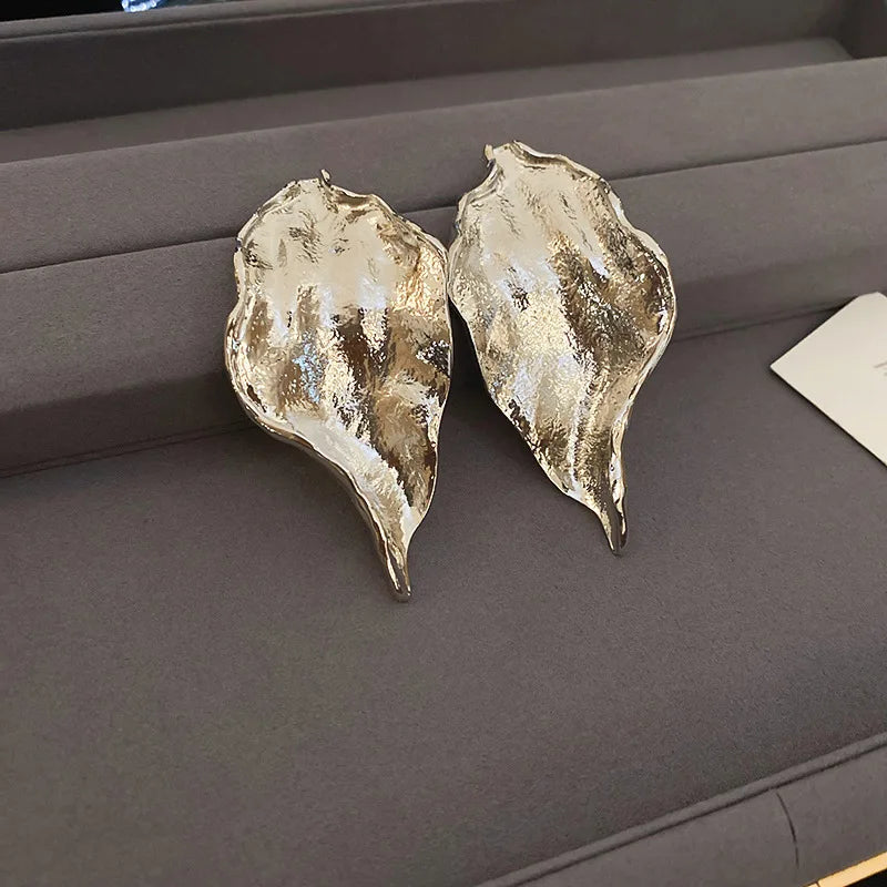 TEEK - Metal Glaze Leaves Earrings JEWELRY theteekdotcom Silver