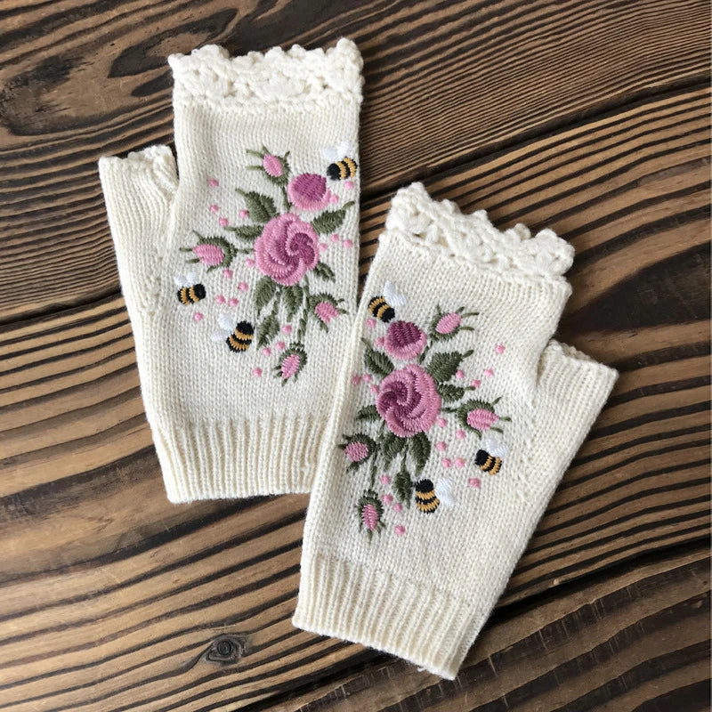 TEEK - Half Knitted Fingerless Gloves GLOVES theteekdotcom White  