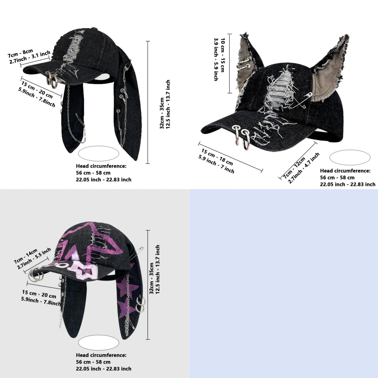 TEEK - Goth Denim Ripped Baseball Cap HAT theteekdotcom