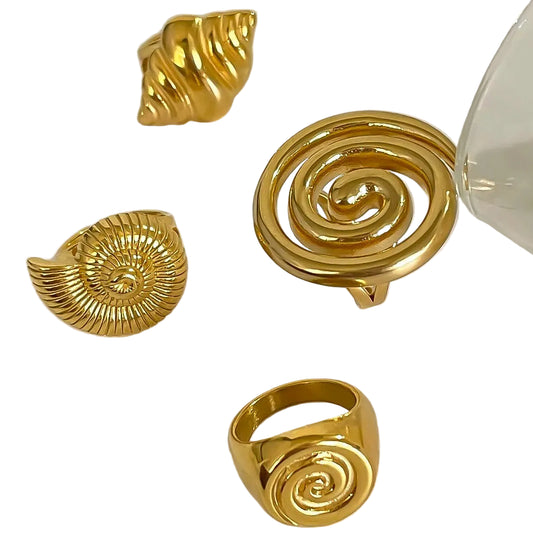 TEEK - Golden Beach Variety Chunky Stainless Steel Rings JEWELRY theteekdotcom