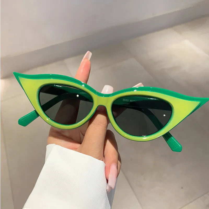 TEEK - Contrast Cat Eye Shade Sunglasses EYEGLASSES theteekdotcom green-dark green  
