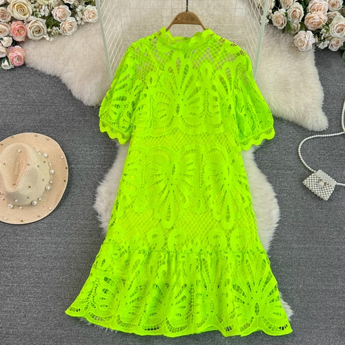TEEK - Out Laced Mini Dress DRESS theteekdotcom Fluorescent Green M 