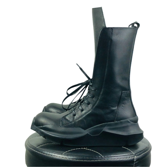 TEEK - Mens Black Genuine Leather Training Zip High Boots SHOES theteekdotcom   