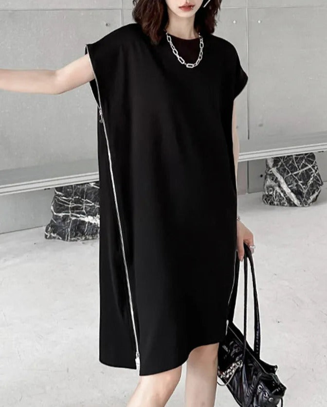 TEEK - Black Zip Side Dress DRESS theteekdotcom   