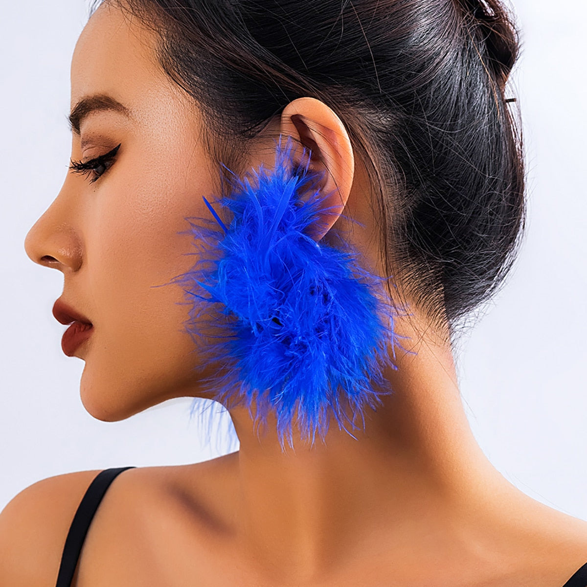 TEEK - Colorful Feather Hoop Earrings  theteekdotcom blue  