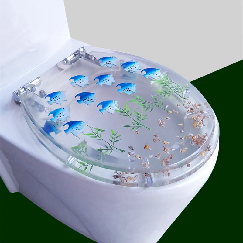 TEEK - Foral Resin Transparent Toilet Cover HOME DECOR theteekdotcom fish  