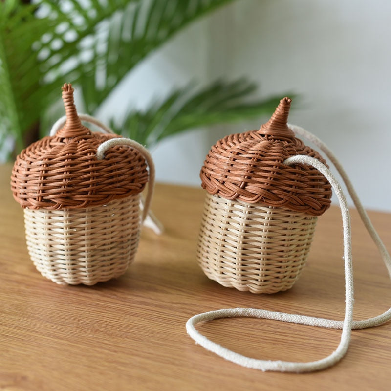 TEEK - Mushroom Basket and Acorn Straw Bags BAG theteekdotcom Acorn mini  