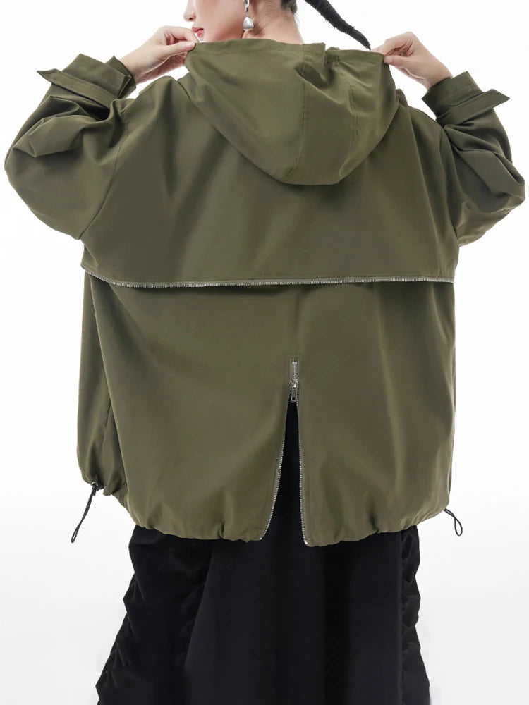 TEEK - Army Green Double Zipper Thin Hooded Jacket JACKET theteekdotcom   