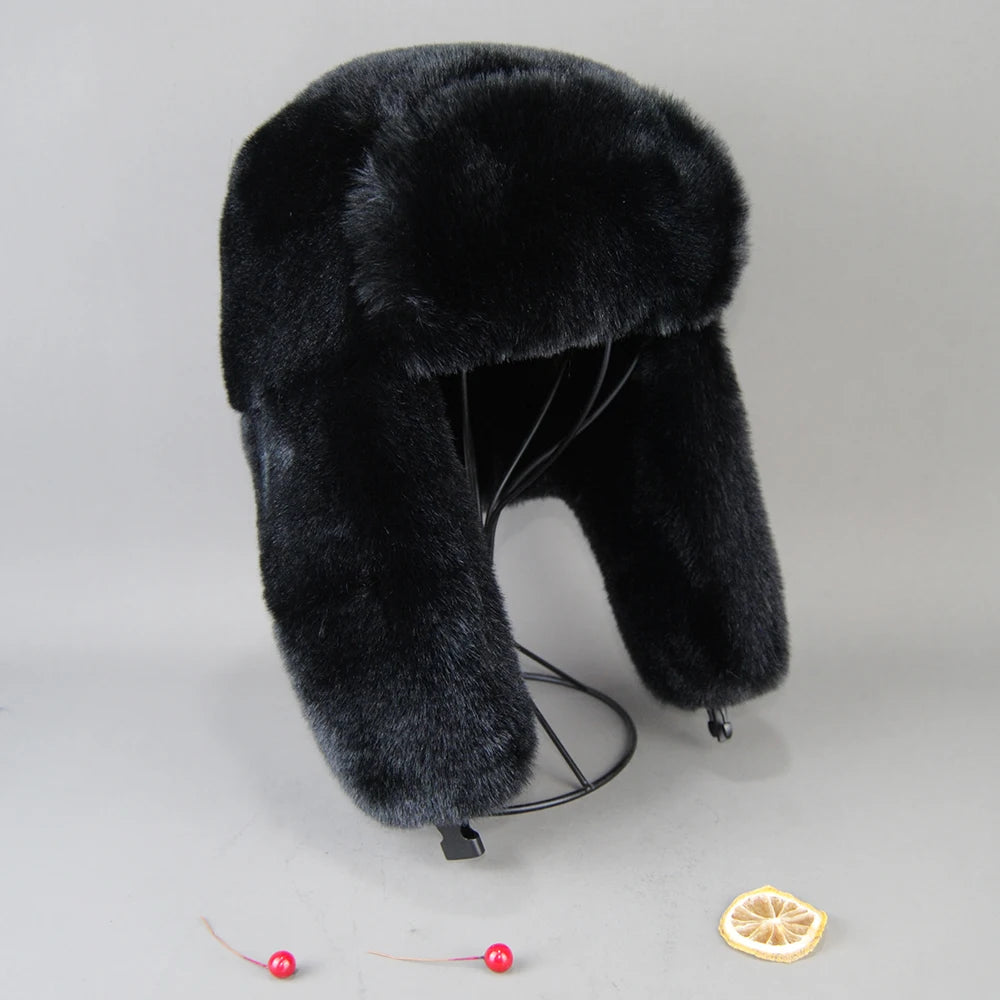 TEEK - Faux Rex Rabbit Fur Hats HAT theteekdotcom black 55cm-61cm/21.65in-24.92in 
