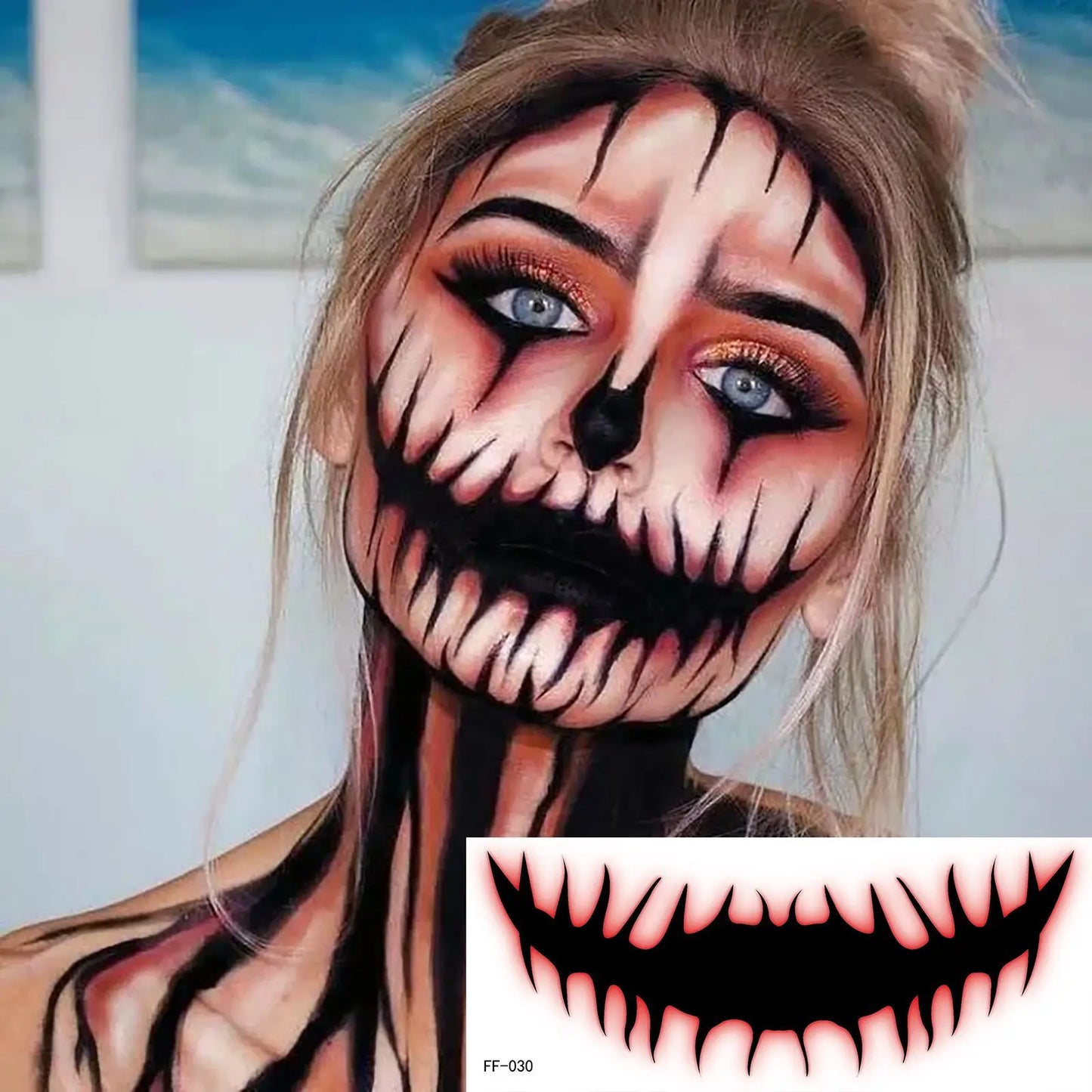 TEEK - Halloween Big Mouth Face Stickers Temporary Tattoo MAKEUP theteekdotcom   