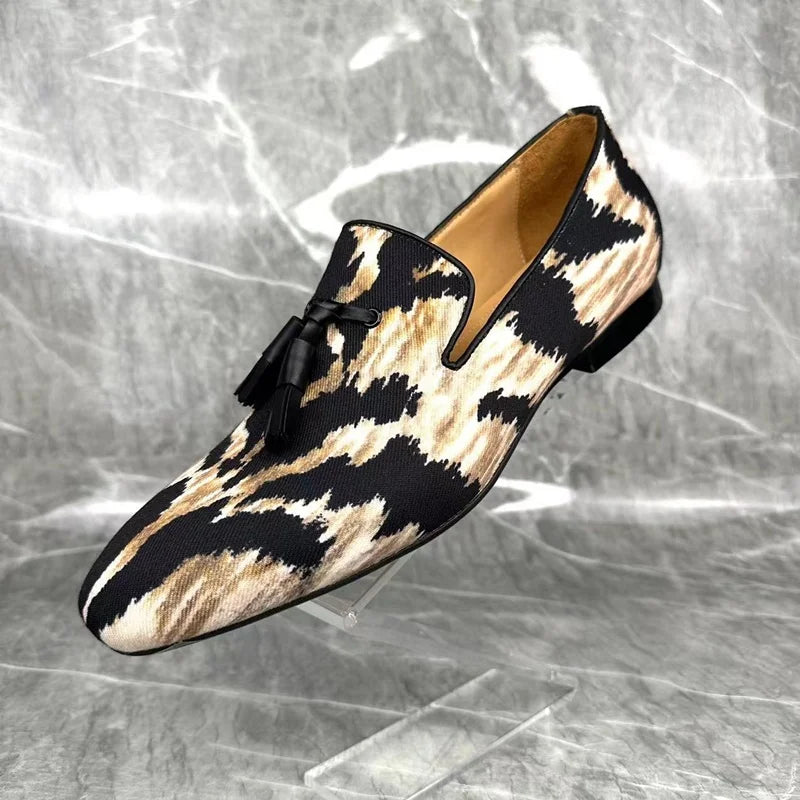 TEEK - Mens Canvas Leopard Print Tassel Shoes SHOES theteekdotcom 8  