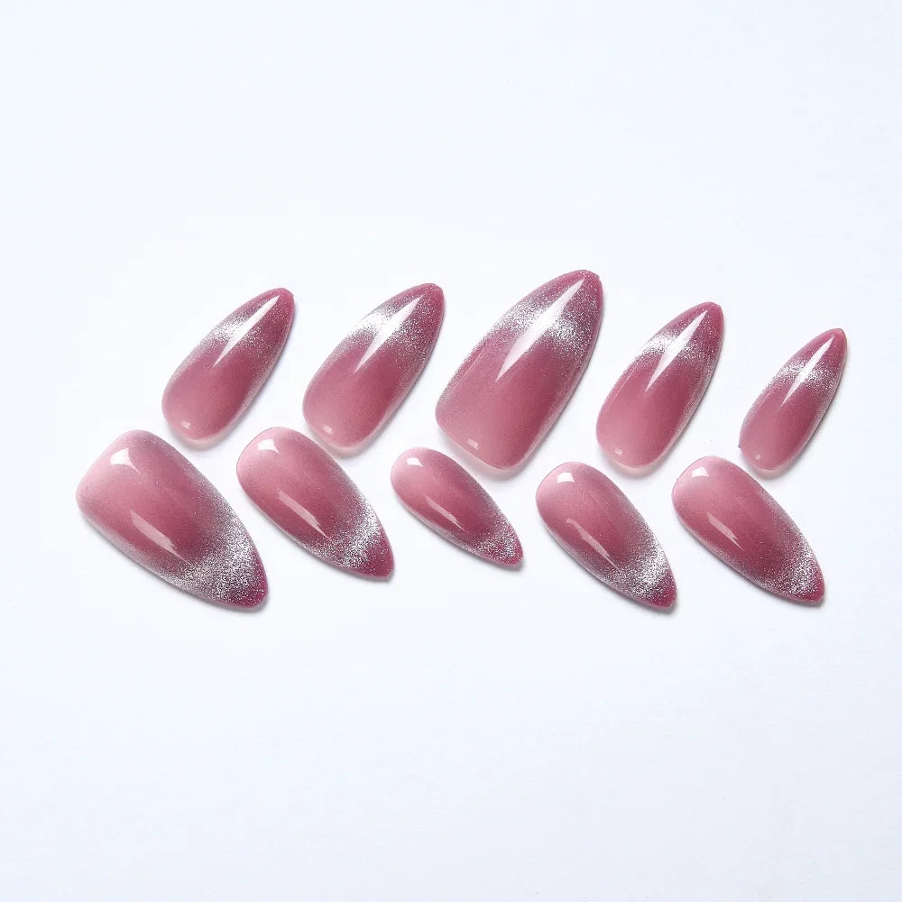 TEEK - 10pcs Detachable Cat Eyes Pink-Wine False Nails NAIL ART theteekdotcom L-send tool kit 1  