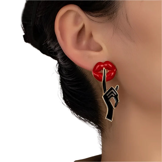 TEEK - Shhh Lip Earrings JEWELRY theteekdotcom Red  