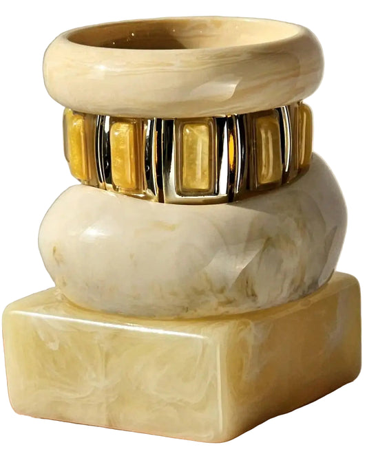 TEEK - Chunky Sunrise Yellow White Texture Silver Plated Bracelet JEWELRY theteekdotcom
