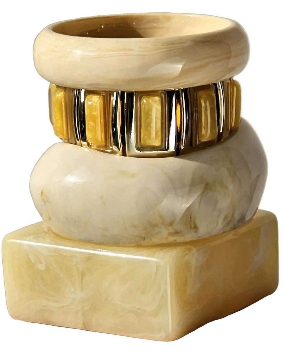 TEEK - Chunky Sunrise Yellow White Texture Silver Plated Bracelet JEWELRY theteekdotcom