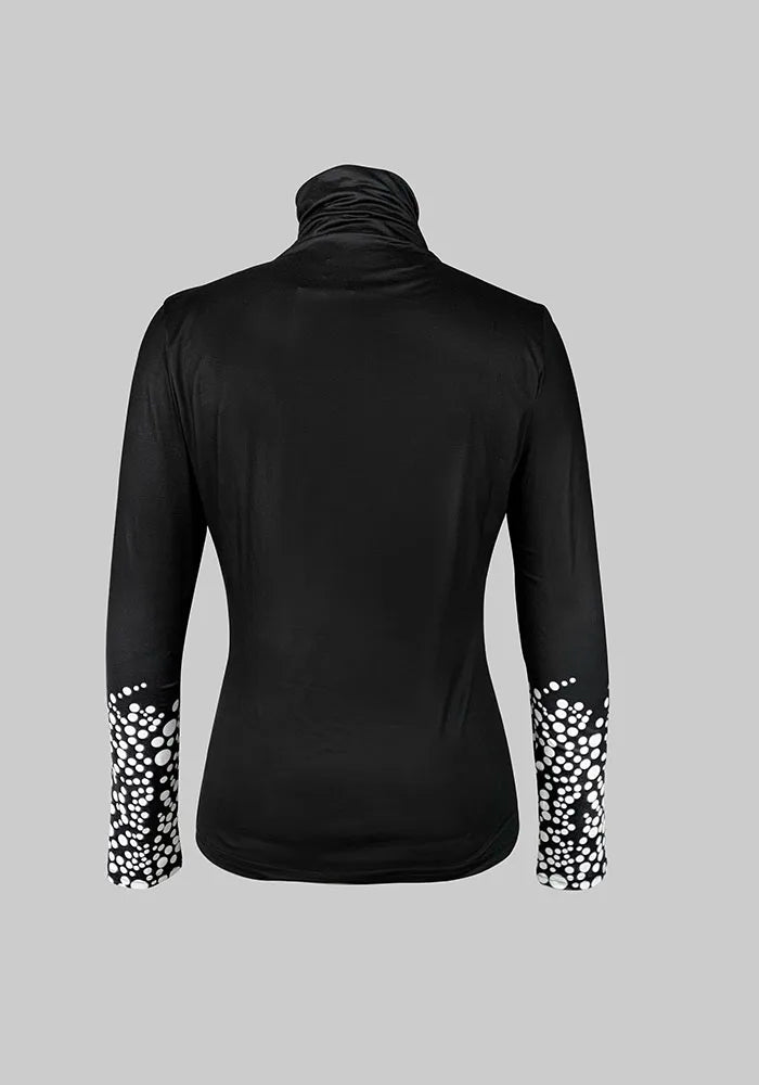 TEEK - Black Long Sleeve Printed Black Top TOPS theteekdotcom