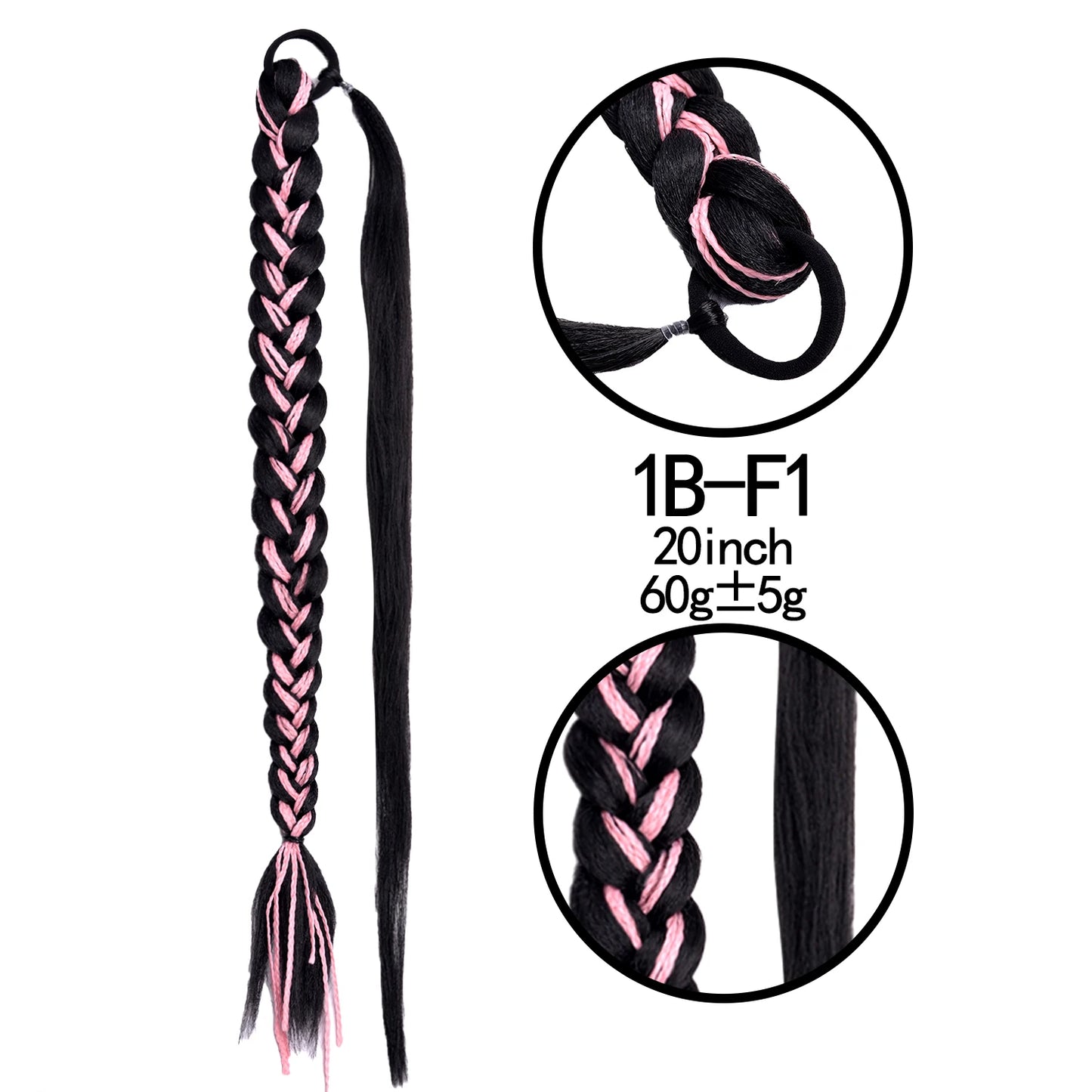 TEEK - 20 Inch Long Braided Synthetic PonytailHair Extension