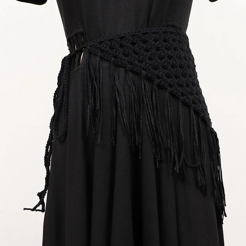 TEEK - Knitted Tassels Irregular Long Belt BELT theteekdotcom   