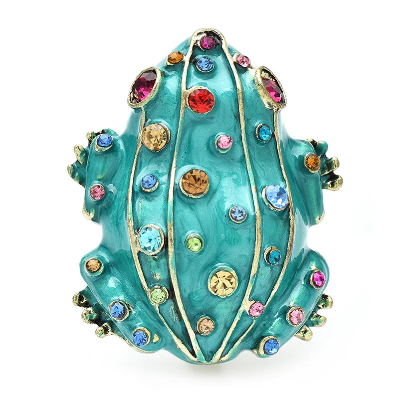 TEEK - Cute Frog Rhinestone Brooch JEWELRY theteekdotcom blue  