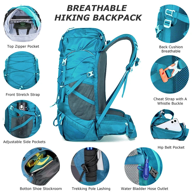 TEEK - 50L Hiking Backpack with Rain Cover BAG theteekdotcom   