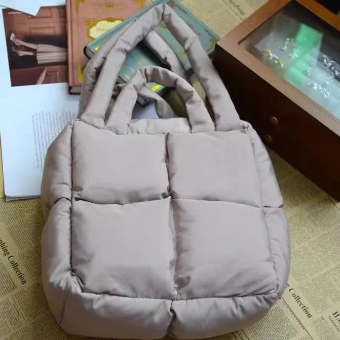 TEEK - Nylon Square Puff Handbag BAG theteekdotcom gray  