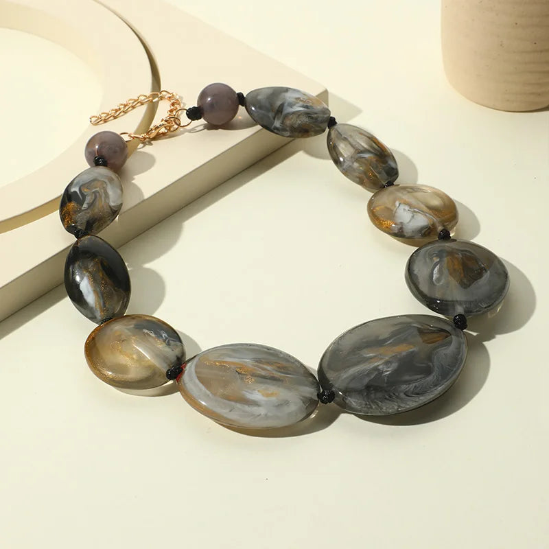 TEEK - Colorful Big Resin Stone Necklaces JEWELRY theteekdotcom KN297-4  