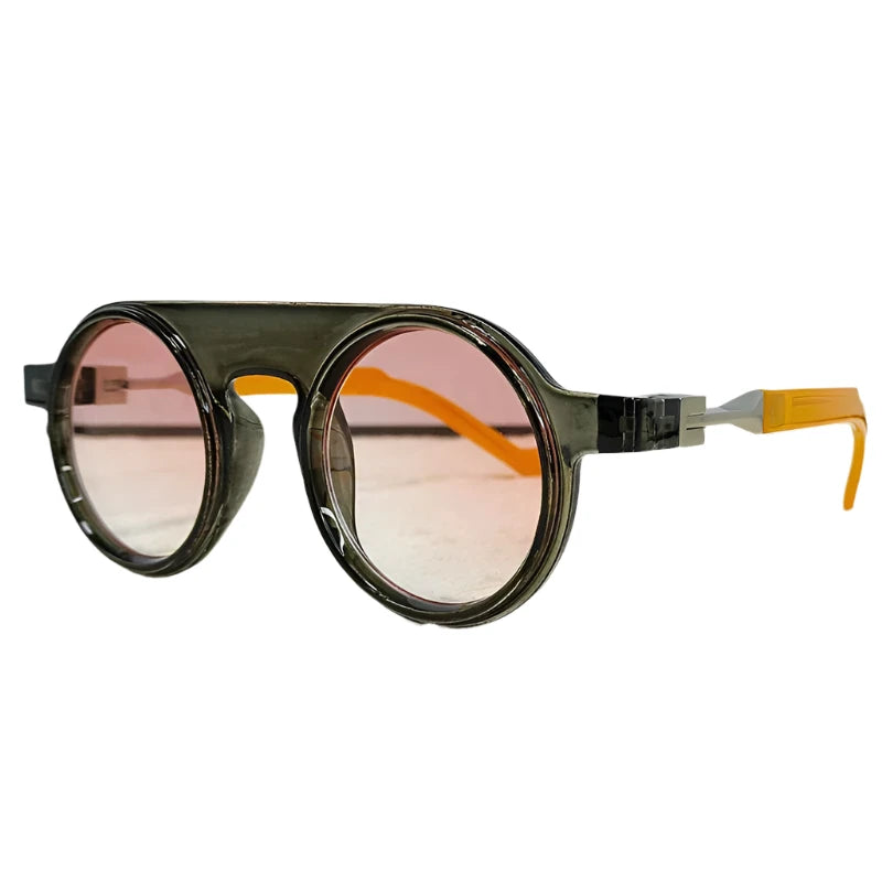 TEEK - Round Retro Deco Sunglasses EYEGLASSES theteekdotcom C4TransparentPink