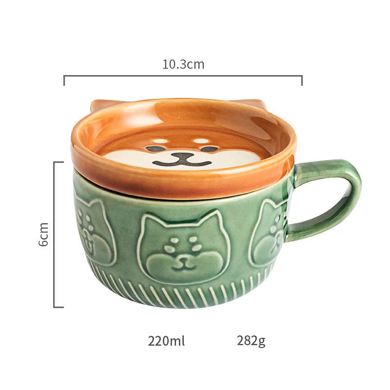 TEEk - Japanese Cat Lid Dish Mug HOME DECOR theteekdotcom husky 301-400ml/10-13oz 