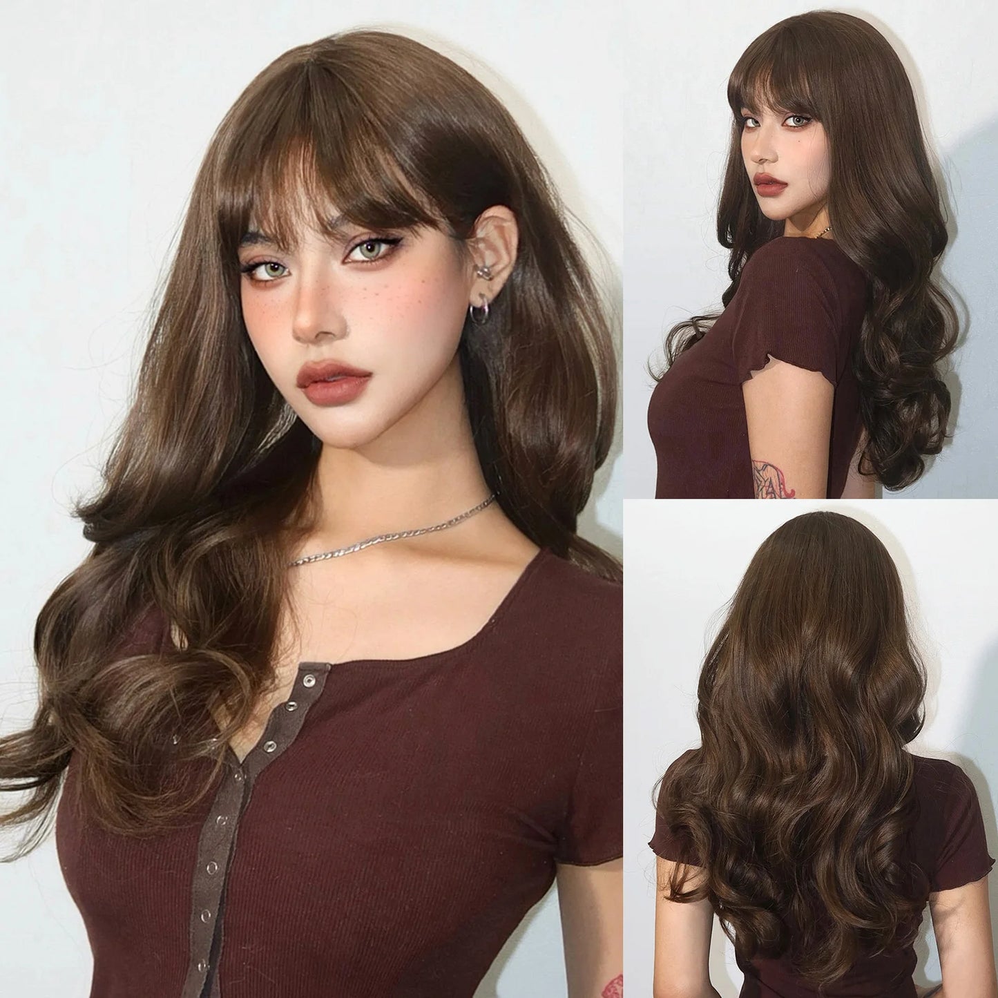 TEEK - Medium Length Wavy Bang Synthetic Wig HAIR theteekdotcom LC1057-1  