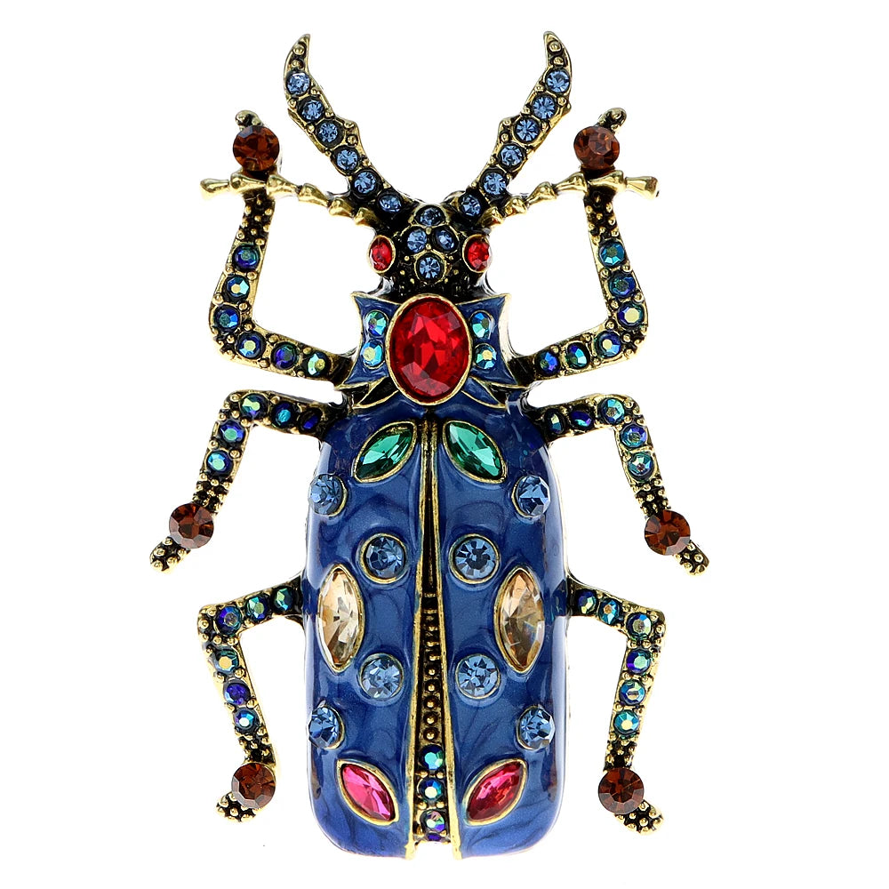 TEEK - Enamel Beetle Brooches JEWELRY theteekdotcom blue  