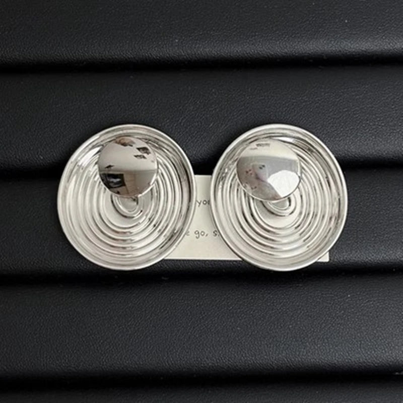 TEEK - Metal Ripple Discs Earrings JEWELRY theteekdotcom Silver  