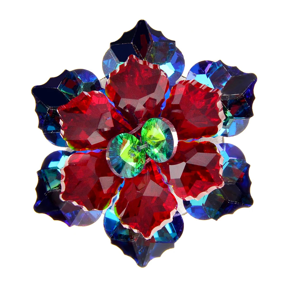 TEEK - Shining Crystal Flower Brooch JEWELRY theteekdotcom blue red