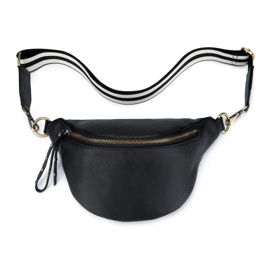 TEEK - Soft Genuine Leather Women Chest Bag BAG theteekdotcom black  