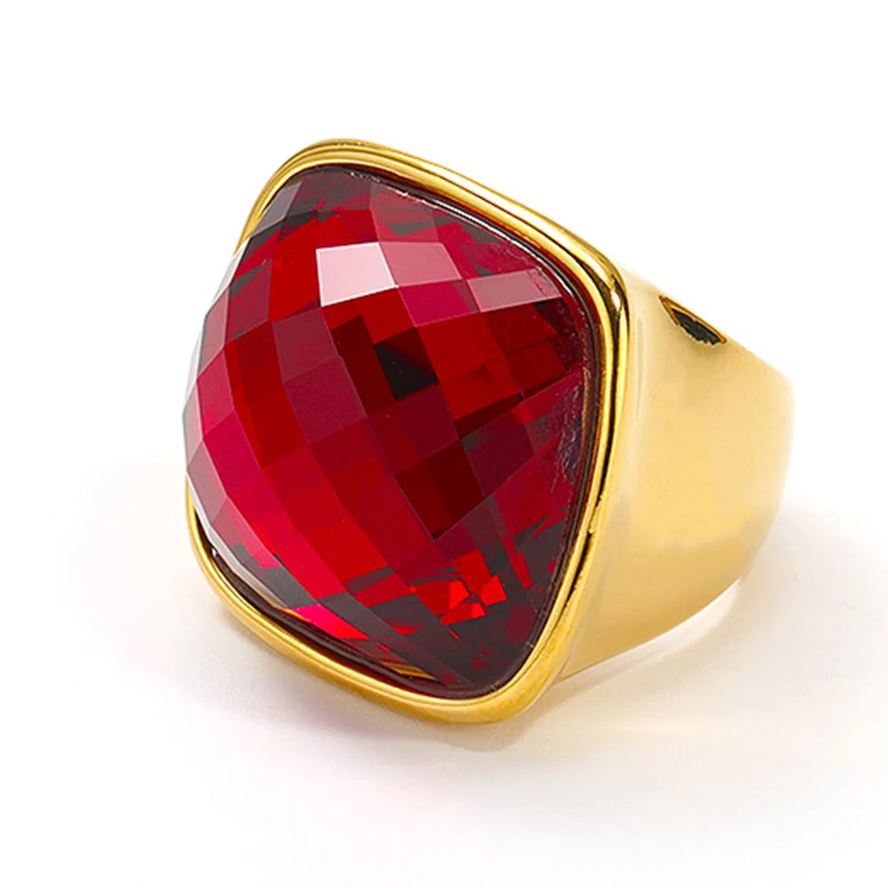 TEEK - Square Gemstone Ring JEWELRY theteekdotcom Red 7 