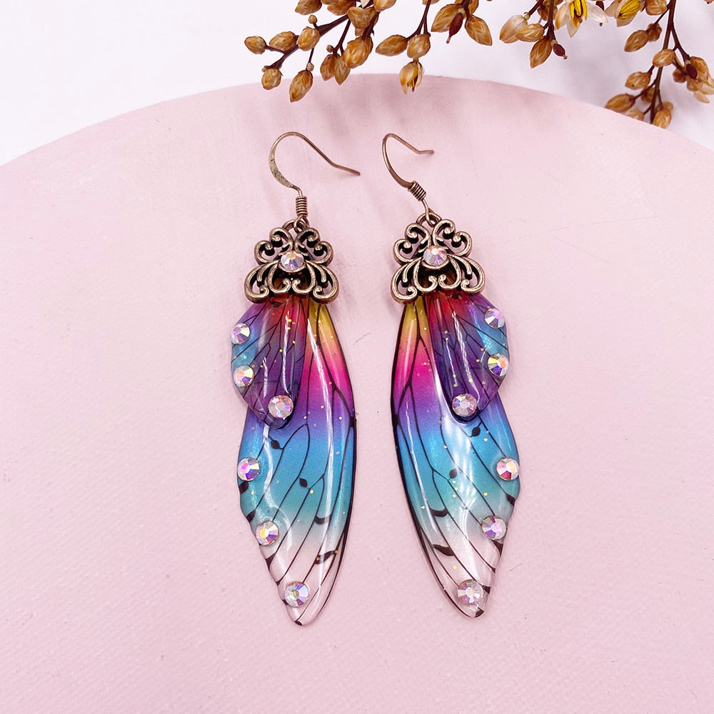 TEEK - Handmade Fairy Wing Earrings  theteekdotcom CP-Rainbow  