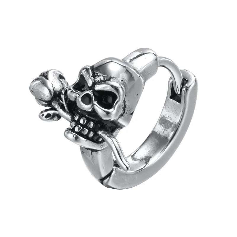 TEEK - Mens Punk Gothic Skull Hoop Huggie Earrings JEWELRY theteekdotcom   