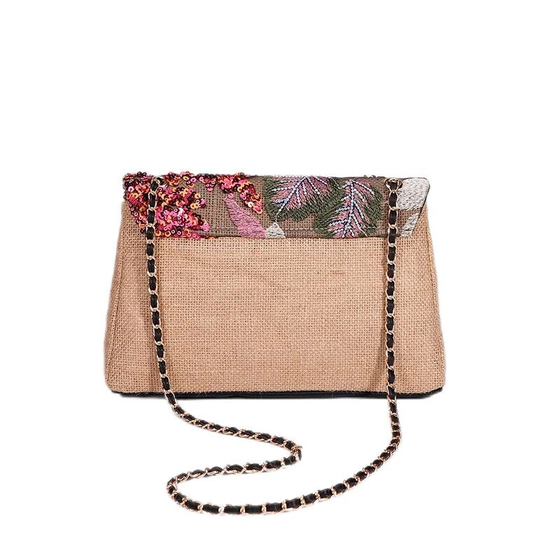 TEEK - Hand-made Embroidery Woven Floral Beaded Sequin Underarm Bag BAG theteekdotcom   