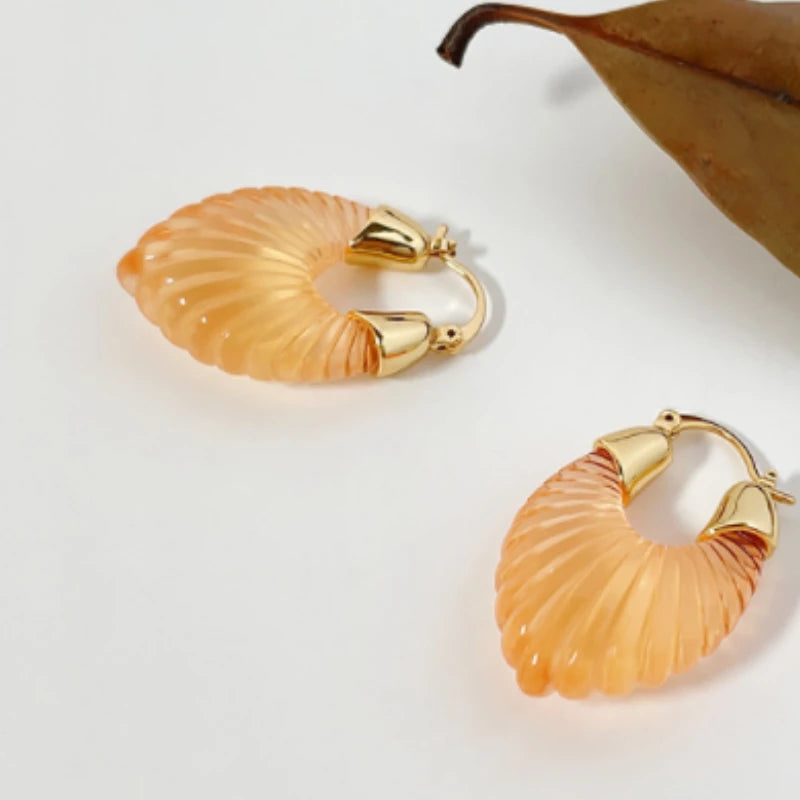 TEEK - Hard Gel Hoop Resin Earrings JEWELRY theteekdotcom Orange B  