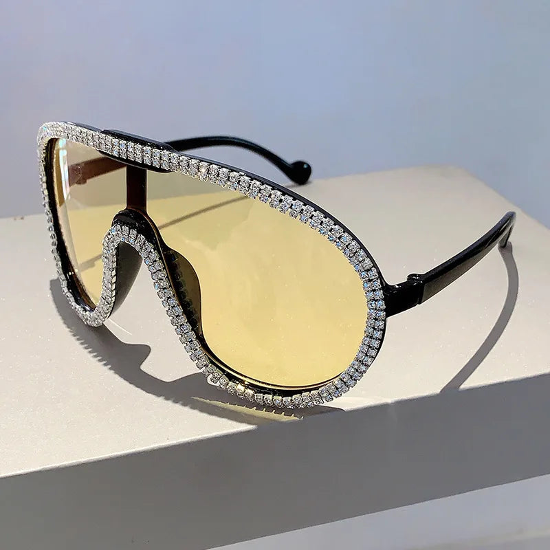 TEEK - Oversized Pilot Bejeweled Eyewear EYEGLASSES theteekdotcom Yellow