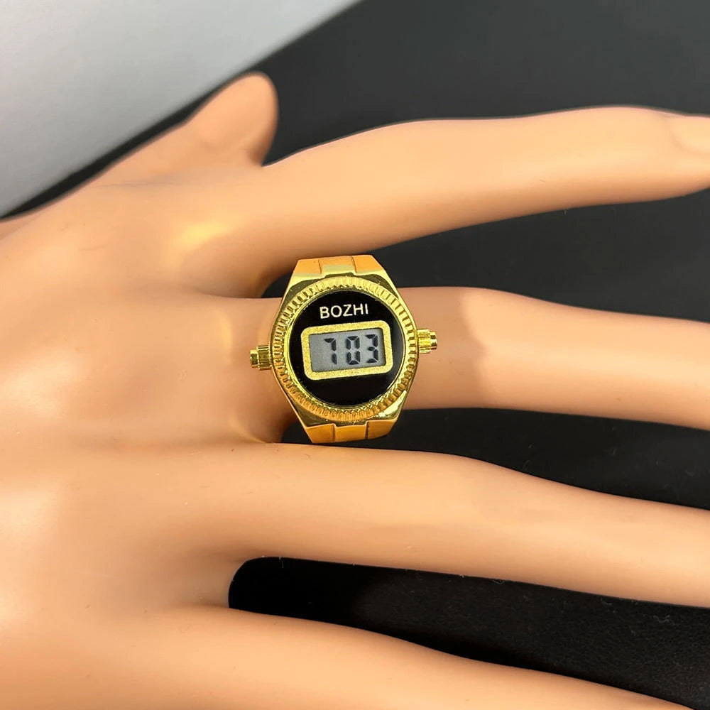 TEEK - Mini Electronic Digital Watch Finger Rings WATCH theteekdotcom gold-black  