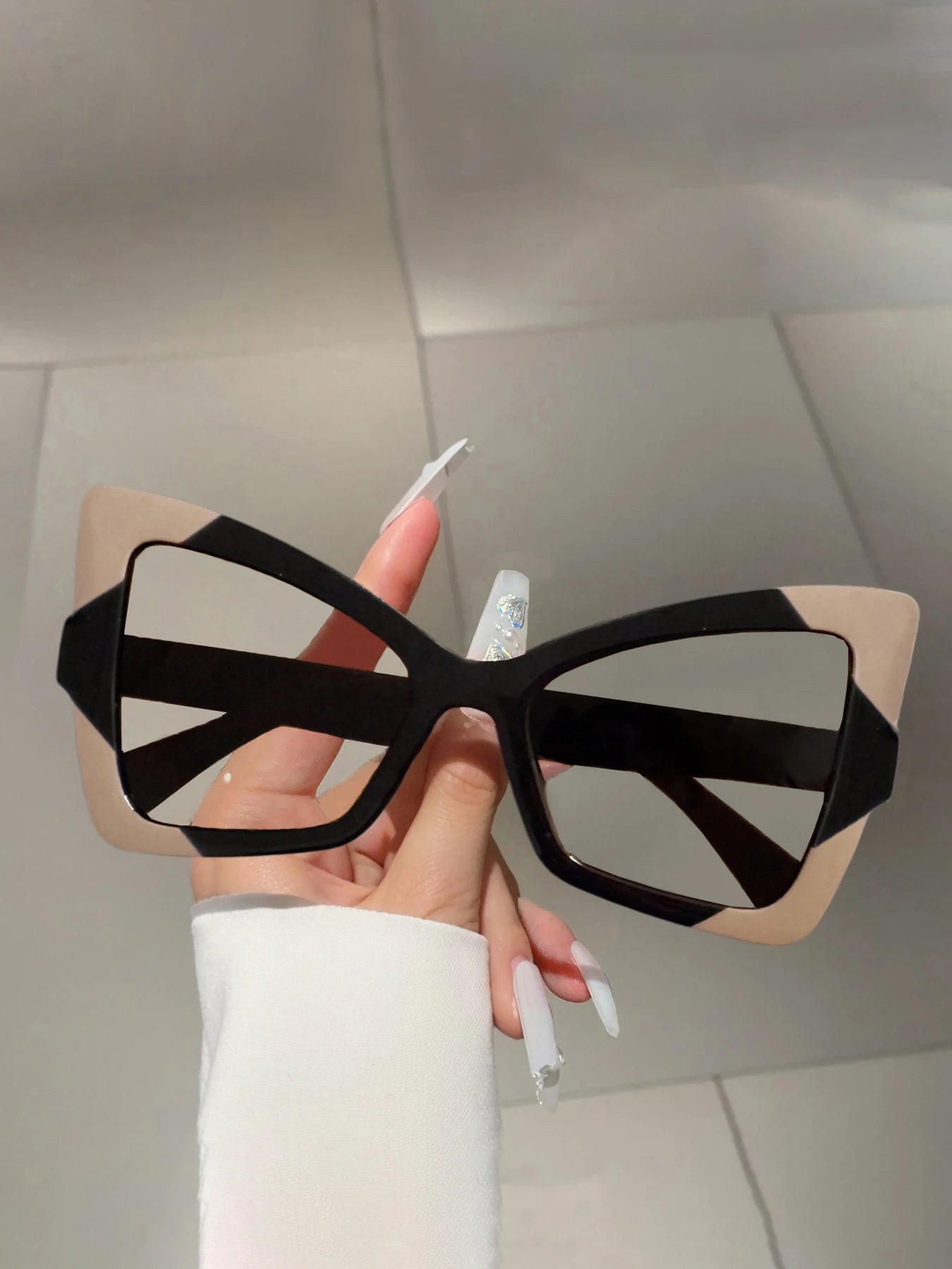 TEEK - Oversized Cat Eye Contrast Color Frame Eyewear EYEGLASSES theteekdotcom Khaki