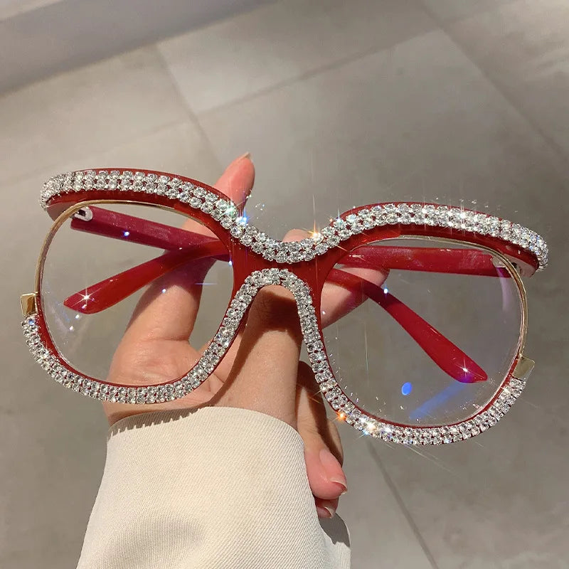 TEEK - Oversized Owl Diamond Glasses EYEGLASSES theteekdotcom Red