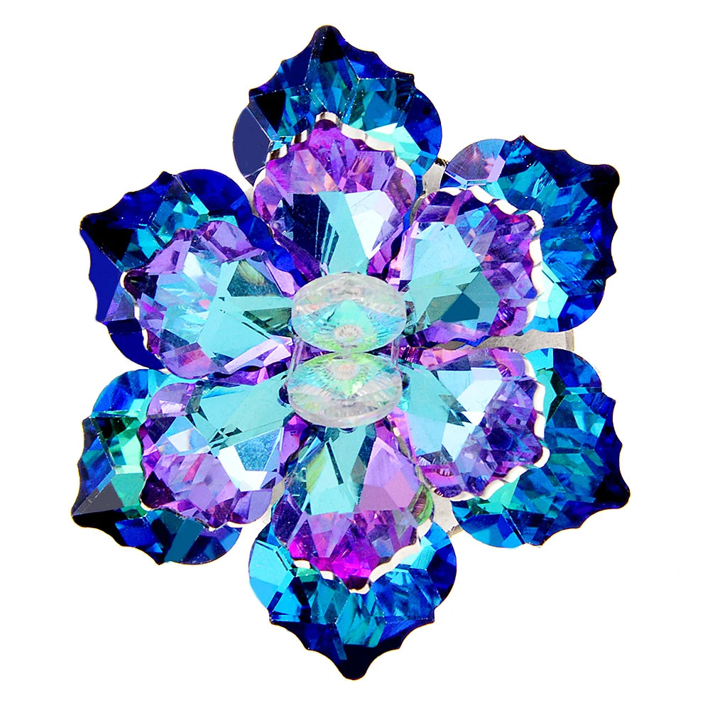TEEK - Shining Crystal Flower Brooch JEWELRY theteekdotcom blue purple