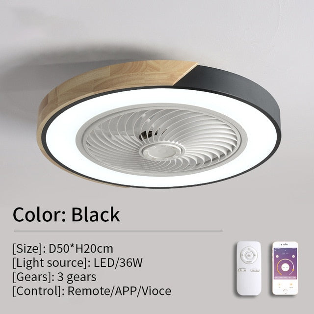 TEEK - Remote LED Ceiling Fan FAN theteekdotcom Black 220V RC APP 