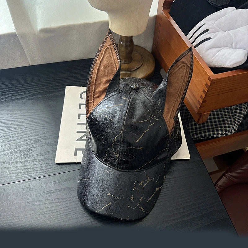 TEEK -  Leather Rivet Dog Ears Baseball Cap
