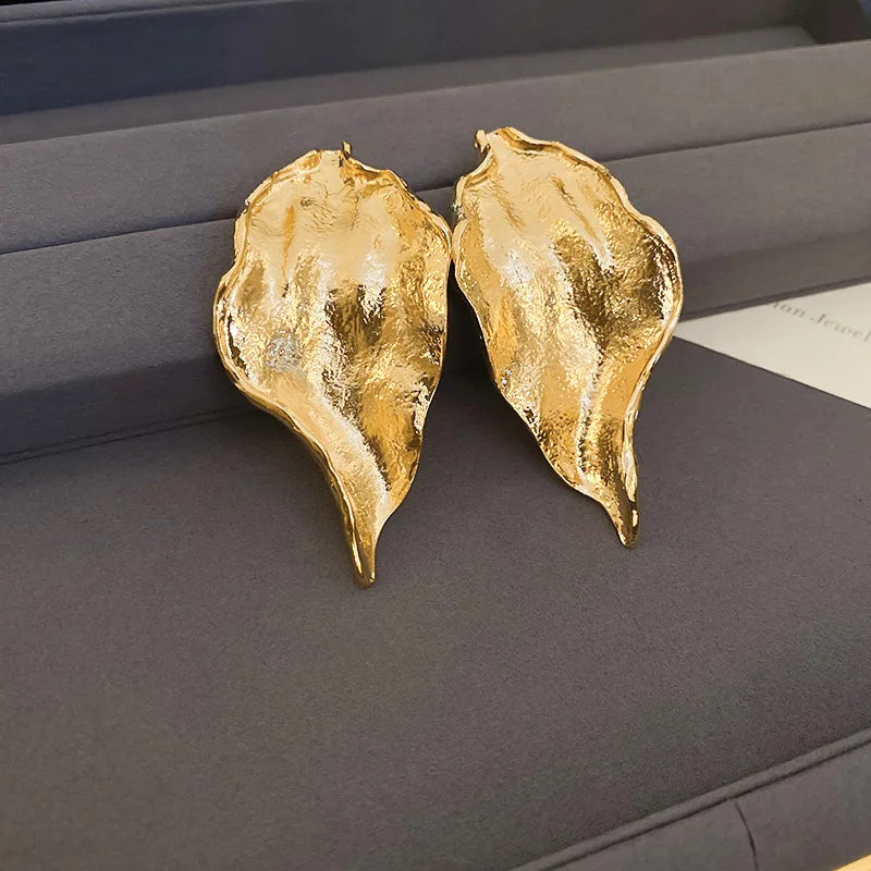 TEEK - Metal Glaze Leaves Earrings JEWELRY theteekdotcom Gold
