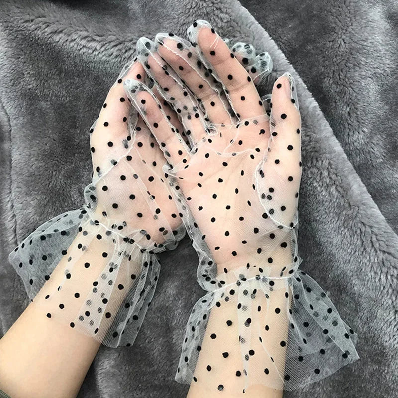 TEEK - Dot Mesh Tulle Gloves GLOVES theteekdotcom C  