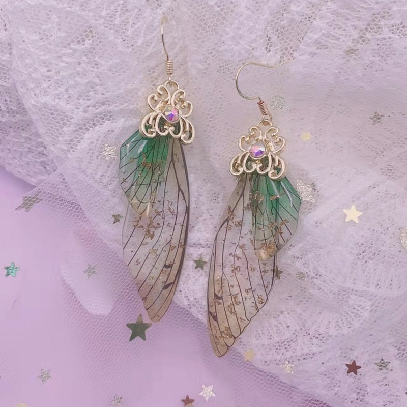 TEEK - Handmade Fairy Wing Earrings  theteekdotcom GF-New Green  