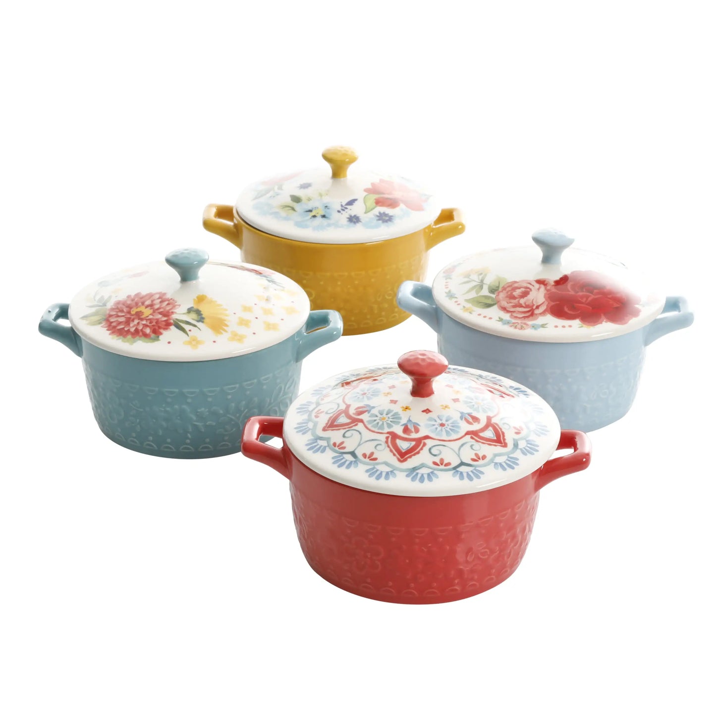 TEEK - Blossoms Assorted Colors 14.6- oz Ceramic Mini Pots HOME DECOR theteekdotcom floral medley  